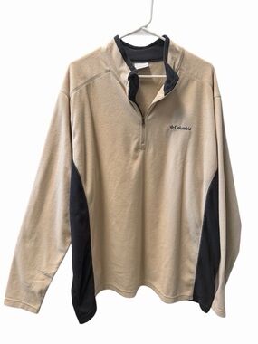 Columbia Men’s Fleece Pullover 1/4 Zip Beige Black Jacket Size XXL Outdoor